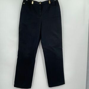 St. John Black Strech High Waisted Wash Denim Straight Leg Jeans Size 12